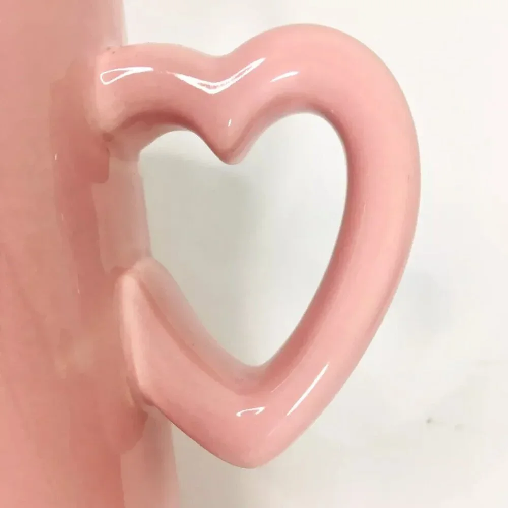 Williams Sonoma 4 Heart Mugs Pink Purple Red White Matching Heart Spoons